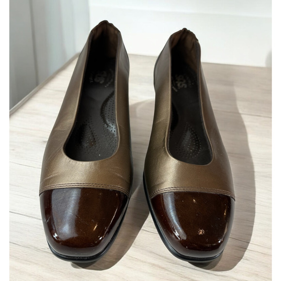 SAS Shoes - SAS Coco Slip On Flat Loafer Shoes Patent Leather Cap Toe Bronze 10 N Narrow